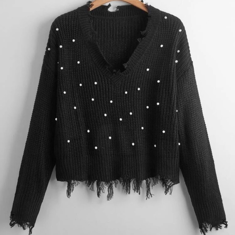Destressed pearl sweater